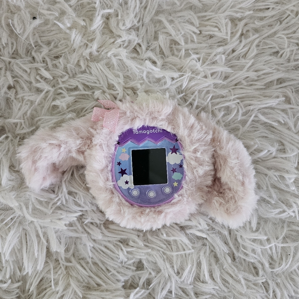 Tamagotchi Pix - Sky Purple with cute pink fluffy bunny cover
